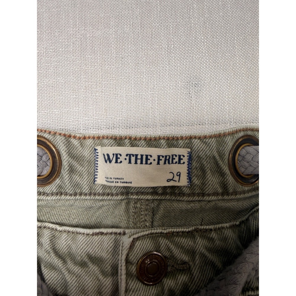 We The Free People Tinsley Patchwork Carpenter Pants Olive Green 29 Wide Leg - Picture 4 of 8
